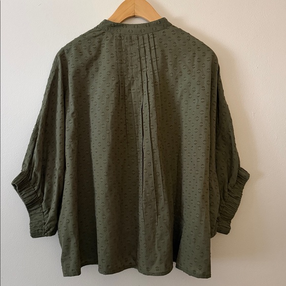 Emerson Fry Mandarin Collar Top Moss Swiss Dot Organic Size One Size - Picture 5 of 6